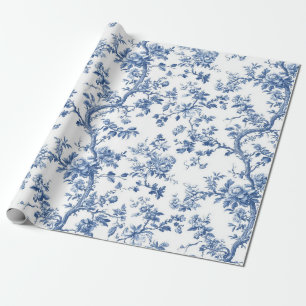 Hellblaues botanisches Toile-Gartenparty-Einwickel Geschenkpapier