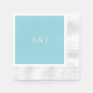 Hellblaues Cyan-Monogramm Initialen Benutzerdefini Serviette