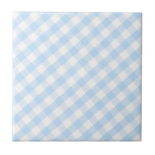 Hellblaues diagonales Gingham-Muster Fliese