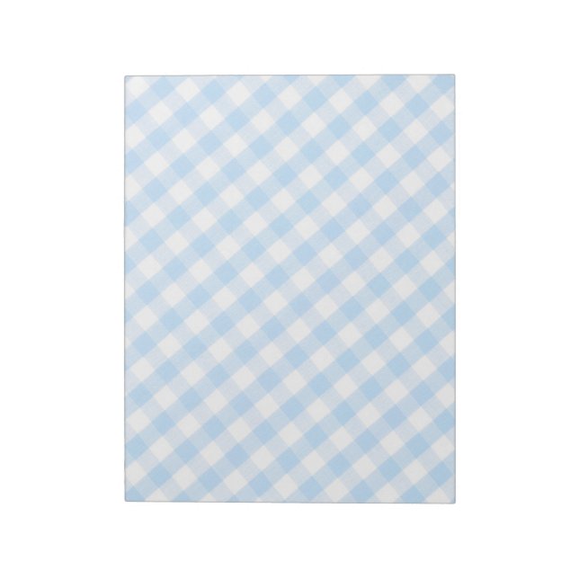 Hellblaues diagonales Gingham-Muster Notizblock (Rotiert)