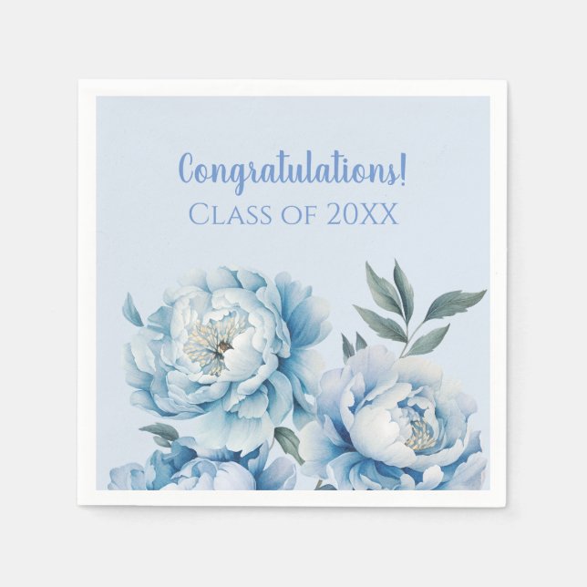 Hellblaues florales Abschluss-Design  Serviette (Vorderseite)