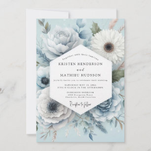 Hellblaues florales Hochzeitstraum Einladung