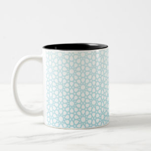Hellblaues geometrisches Gittermuster Zweifarbige Tasse
