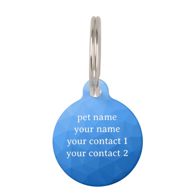 Hellblaues geometrisches Maschenmuster Ihr Text Haustiermarke (Rückseite)