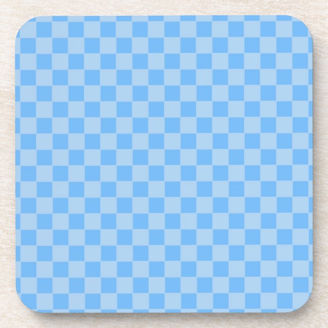 Hellblaues geometrisches Schachbrettmuster Untersetzer (Vorderseite)