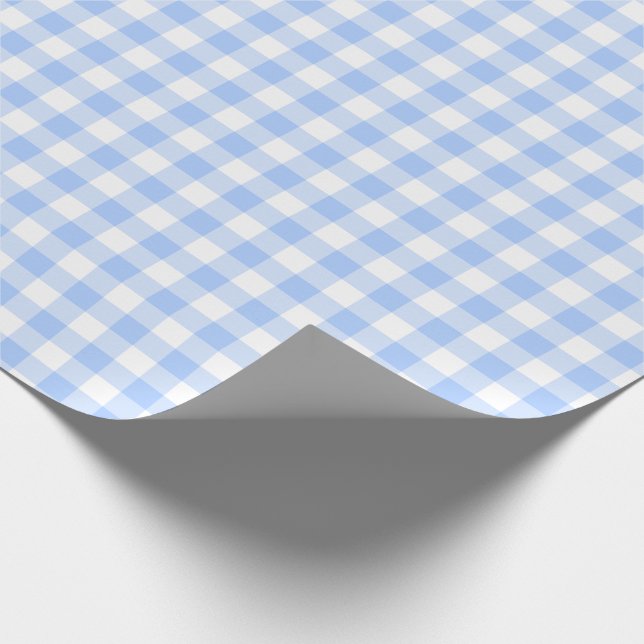 Hellblaues Gingham-Karo-Muster Geschenkpapier (Ecke)