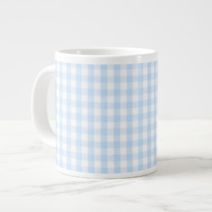 Hellblaues Gingham-Muster Jumbo-Tasse