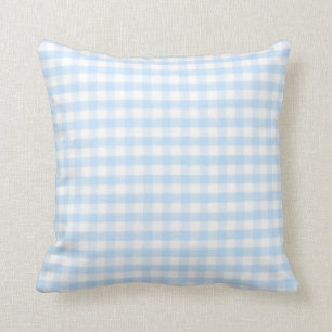 Hellblaues Gingham-Muster Kissen