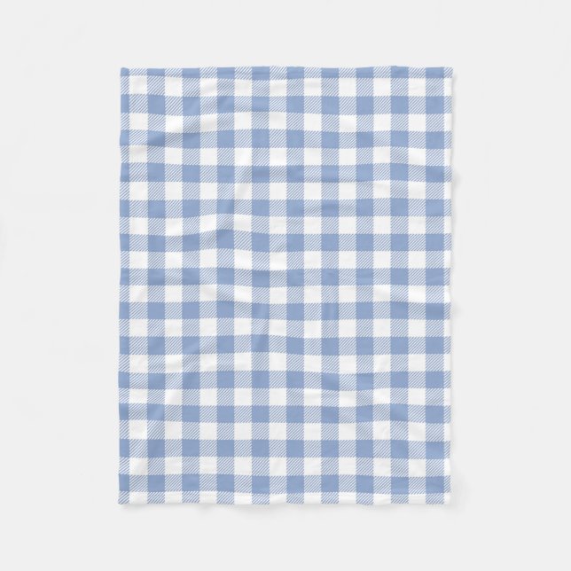 Hellblaues Gingham-Muster Klassischer Karomuster-D Fleecedecke (Vorderseite)
