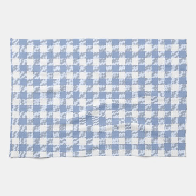 Hellblaues Gingham-Muster Klassischer Karomuster-D Geschirrtuch (Horizontal)