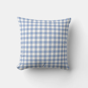 Hellblaues Gingham-Muster Klassischer Karomuster-D Kissen