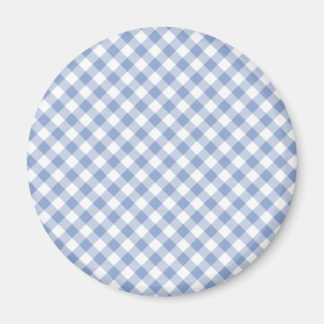 Hellblaues Gingham-Muster Klassischer Karomuster-D Magnet (Vorne)