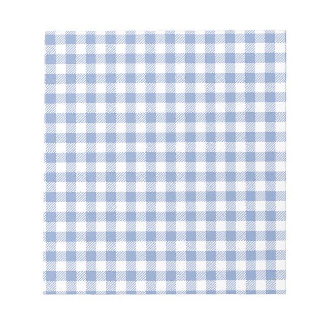 Hellblaues Gingham-Muster Klassischer Karomuster-D Notizblock (Vorderseite)