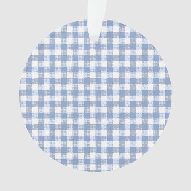 Hellblaues Gingham-Muster Klassischer Karomuster-D Ornament (Vorderseite)