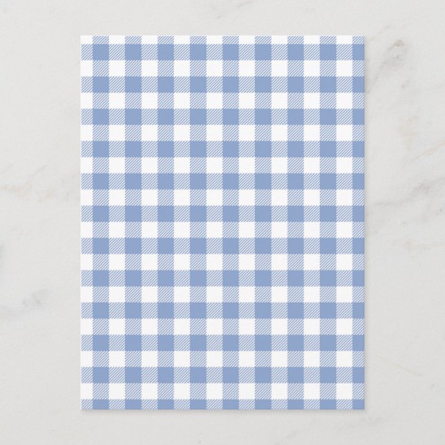 Hellblaues Gingham-Muster Klassischer Karomuster-D Postkarte (Vorderseite)
