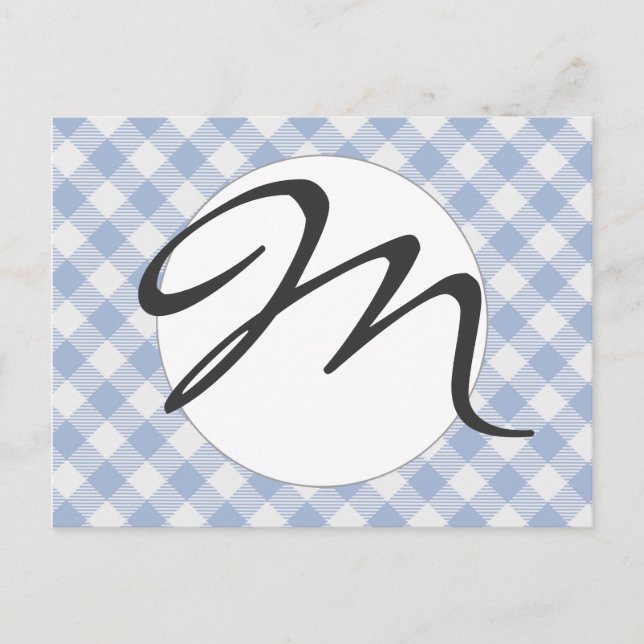 Hellblaues Gingham-Muster Klassischer Karomuster-D Postkarte (Vorderseite)