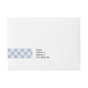 Hellblaues Gingham-Muster Klassischer Karomuster-D Rundum-Adressaufkleber