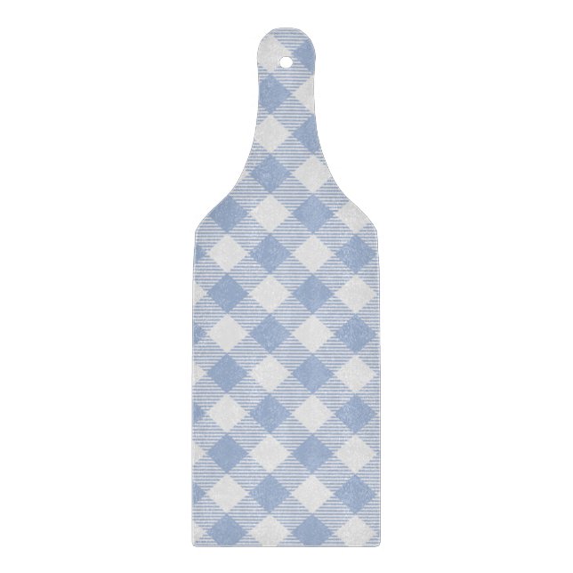 Hellblaues Gingham-Muster Klassischer Karomuster-D Schneidebrett (Vorderseite)