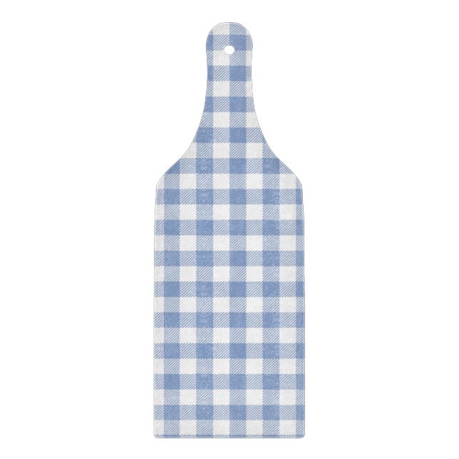 Hellblaues Gingham-Muster Klassischer Karomuster-D Schneidebrett (Vorderseite)
