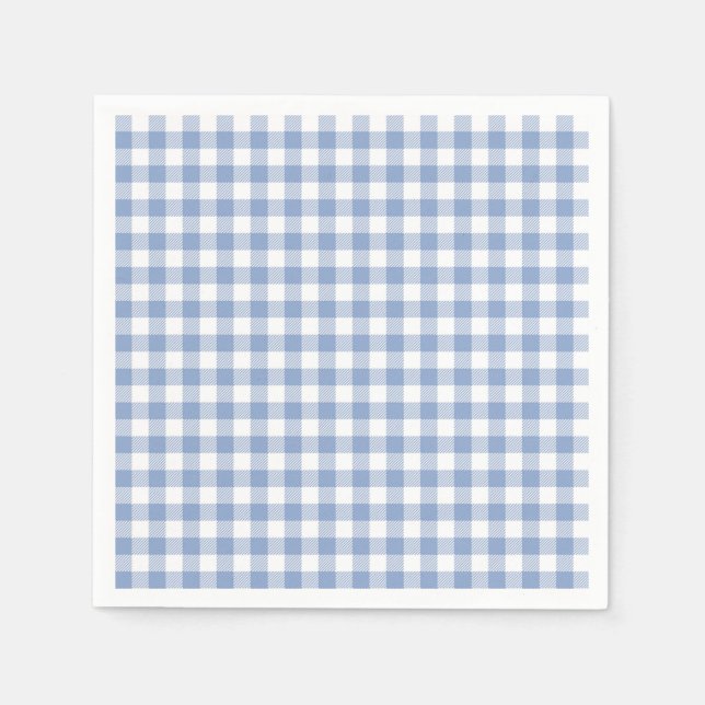Hellblaues Gingham-Muster Klassischer Karomuster-D Serviette (Vorderseite)