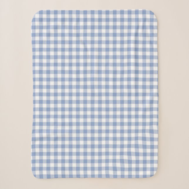 Hellblaues Gingham-Muster Klassischer Karomuster-D Sherpadecke (Vorderseite)