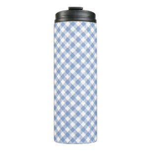 Hellblaues Gingham-Muster Klassischer Karomuster-D Thermosbecher