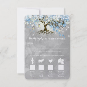 Hellblaues Herzblattbaum-Wald-RSVP RSVP Karte