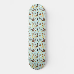 hellblaues Hundemuster. Skateboard