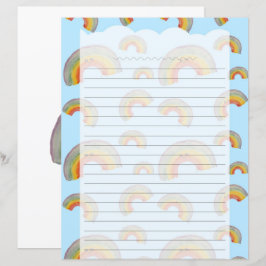 Hellblaues Kawaii-Regenbogen-Schreibpapier