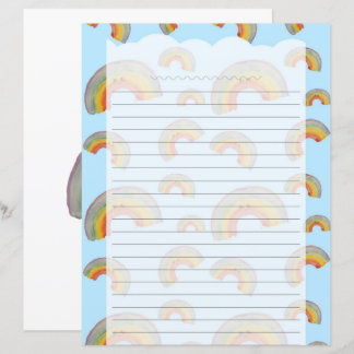 Hellblaues Kawaii-Regenbogen-Schreibpapier