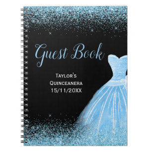 Hellblaues Kleid Faux Glitter Quinceanera Notizblock