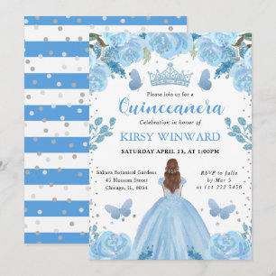 Hellblaues Kleid Rote Haare Prinzessin Quinceanera Einladung