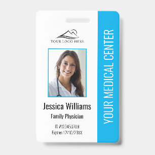 Hellblaues Krankenhaus-Mitarbeiter-Foto-ID Ausweis