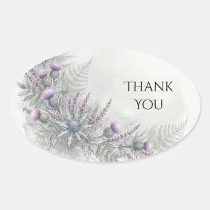 Hellblaues Lavendel Botanisches Dankeschön-Sticker Ovaler Aufkleber