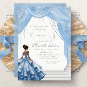 Hellblaues modernes Kleid für Quinceañera Einladung