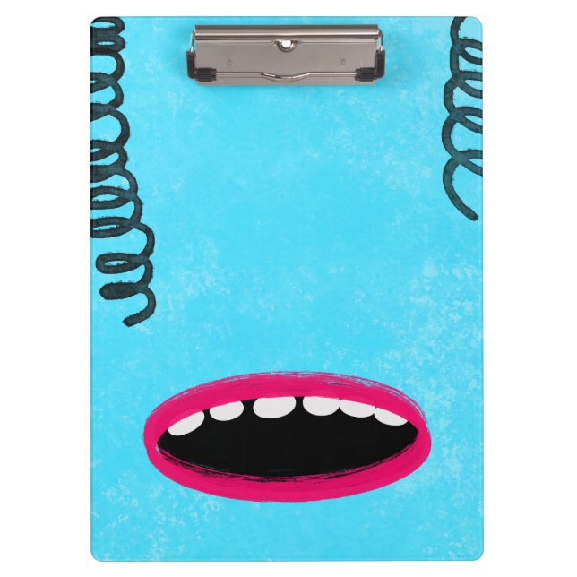hellblaues Monster Clipboard Klemmbrett (Vorderseite)