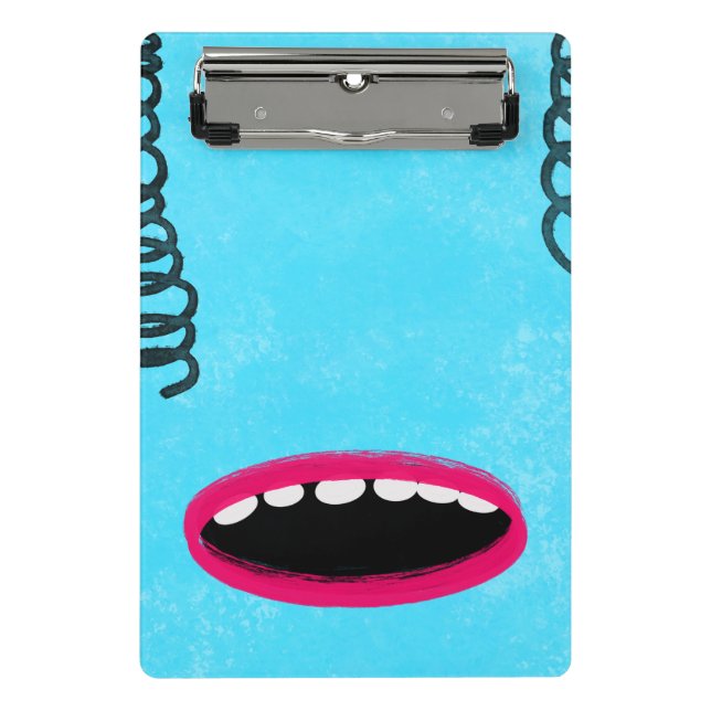 hellblaues Monster Clipboard Mini Klemmbrett (Vorderseite)