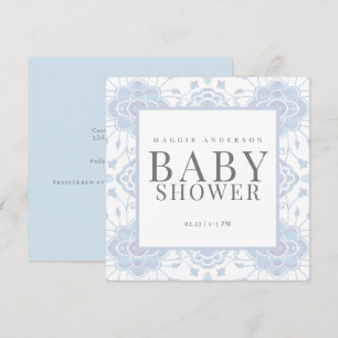 Hellblaues quadratisches Babyshower Einladung