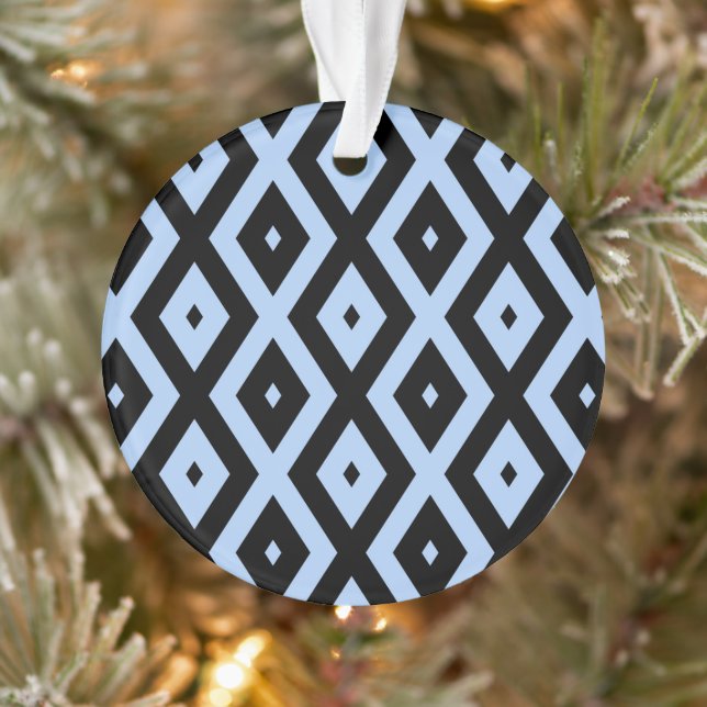 Hellblaues und schwarzes Diamantmuster Ornament (Baum)