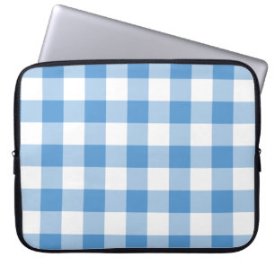 Hellblaues und weißes Gingham-Muster Laptopschutzhülle