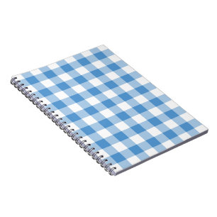 Hellblaues und weißes Gingham-Muster Notizblock
