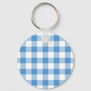 Hellblaues und weißes Gingham-Muster Schlüsselanhänger