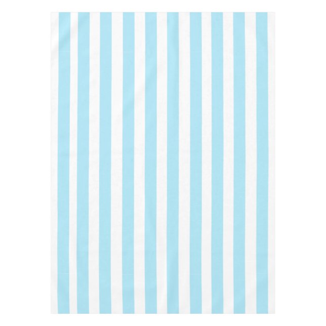 Hellblaues und weißes Streifen-Muster Tischdecke (Vorderseite)