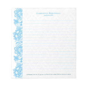 Hellblaues vintage Blumen-Spitzen-Notizbuch Notizblock