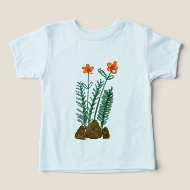Hellblaues Vintage-Botanischer-Garten-Kinder-Graph (Design Vorderseite)