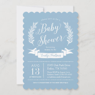 Hellblaues Whimsical Cottage-Garten-Baby-Shower Einladung
