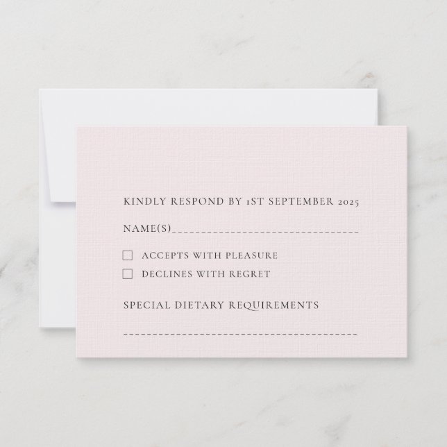 Hellblush Hellrosa Schlichter, solider Hintergrund RSVP Karte (Vorderseite)