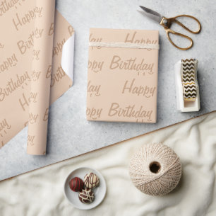 Hellbraun Beige Alles Gute zum Geburtstag Geschenkpapier