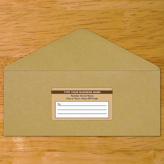 Hellbraun mit hervorgehobenem Markennamen Versand (Light brown shipping label with your highlighted brand on envelope)