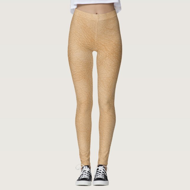Hellbraune Ledertextur. Leggings (Vorderseite)
